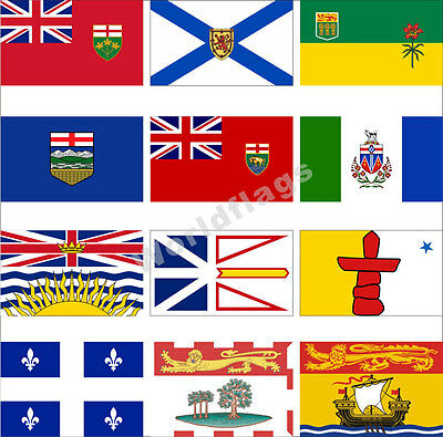 The 13 provincial and territorial flags of Canada