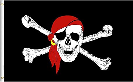 Pirate Flag,  Skull & Red Scarf